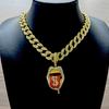 Collar transfronterizo ins divertido tridimensional de diamante de color europeo y americano hip-hop de calavera sacando la lengua incrustado con collar de cadena cubana para clavícula