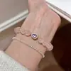 Pulsera de Cristal Rosa Natural para Mujer, Pulsera de Cristal de Calabaza con Diamantes, Pulsera de Lujo Ligero de Nicho de Gama Alta Regalo