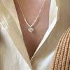 Collar de plata de ley S925 con cuentas redondas, elegante y de lujo, con un diseño de nicho para mujer, cadena de clavícula de alta calidad, estilo frío.