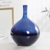 Vaso Cerâmico com Céu Estrelado Azul, Esmalte de Forno, Arranjo de Flores Vintage, Textura Única Esmaltada de Forno Verde, Decoração Estética para Casa