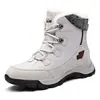 Botas de Neve Grossas Forradas com Lã Novas de Inverno para Mulheres Casais Sapatos de Algodão Antiderrapantes para Exterior Cano Alto Tamanho Grande Botas Quentes para Montanhismo