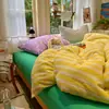 2026 Novo Conjunto de Quatro Peças em Algodão Lavado com Estampa Simples de Bolinhas, Listras, Floral e Cores Sólidas Misturadas no Estilo Dopamina Cremoso