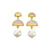 Verano Nuevo Piedra Natural Aguja de Plata 925 Aretes Europeos y Americanos Aretes Multicapa Semicirculares Joyería Transfronteriza de Qingdao