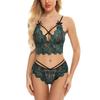 Europa e Estados Unidos Amazon/ebay comércio exterior sexy lingerie renda cor contrastante costura tentação sexy conjunto de duas peças de rede vermelha