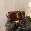 Transfronteiriço 2025 Nova Bolsa Versátil Yangshulin Baguete Bolsas de Ombro Bolsa de Braço Transversal Retro Couro Patente Brilhante Bolsa Feminina