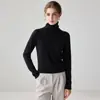 Suéter de cachemira de una pieza sin costuras de cuello alto para mujer, suave y acogedor, jersey de punto holgado de cuello alto, suéter base