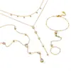 Conjunto de Joias Elegante de Colar e Pulseira com Zircônia Multifacetada, Sensação de Luxo Leve e Alto Padrão, Colar de Aço Inoxidável Cravejado com Diamantes em Ouro 18K
