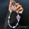 Nueva Cadena de Teléfono Móvil de Aleación con Circonita de Mariposa, Cadena Colgante Corta de Cuentas para Muñeca, Cuerda Colgante para Funda de Teléfono Móvil, Llavero de Coche