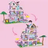 New Girl Blocos de Montar Estrela Villa Princesa Castelo Rosa Casa na Árvore Casa Modelo de Montagem Brinquedo Atacado Transfronteiriço