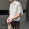 Directamente del fabricante: Camisa de Rayas de Color Sólido para Hombre, Estilo Delgado, Estilo Artístico Perezoso de la Calle Principal, Casual Americano de Gama Alta, Manga de Tres Cuartos