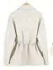 Abrigo Elegante de Piel de Oveja Estilo Old Money Ajustado para Mujer, Gabardina Elegante, Nuevo Modelo 26, Gabardina Corta de Doble Botonadura con Cuello de Solapa