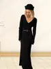 Vestido Feminino de Malha 2025 Novo Sexy Decote V Cor Lisa Manga Longa Listra Lateral Faixa Estreita Europeu e Americano Transfronteiriço
