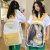 Mochila de Grande Capacidade Transparente para Menina 40cm Boneca Bebê Boneca de Algodão Mochila Bolsa para Dor Bolsa Escolar de Estudante Feminina Tendência