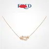 Colar Fivela Ferradura V Ouro Mini Completo Diamante Fred Corrente Corda Torcida Pulseira Ouro Rosa 18K para Meninas