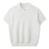 Camiseta de punto de manga corta para hombre modelo 2026, camiseta de punto texturizada estilo americano de manga corta, polo para hombre con cuello camisero estilo old money