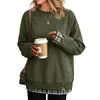 Moletom Amazon feminino com blocos de cor e mangas compridas, série com estoque de longo prazo, best-seller de outono/inverno, estilo casual para casais