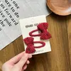 Presilha de cabelo com laço xadrez vermelho estilo coreano, presilha de cabelo de tecido poá para mulheres, presilha lateral doce e versátil para crianças