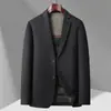Terno Casual Masculino Outono e Inverno Nylon Dupla Face Lã para Jovens e Meia-Idade Cor Lisa com Forro de Penas Removível Terno de Lã