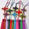 8 Piezas de Colgantes de Borla de Nudo Chino Pequeños con Borde Dorado para Ropa, Colgante de Coche, Nudos de la Fortuna, Colgantes de Borla Pequeños, Adornos Hechos a Mano de Nudo de la Suerte