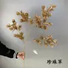 Flores de Simulación para Boda Serie Dorada Hojas de Ginkgo Eucalipto Arreglo Floral para Salón de Bodas Decoración de Pasillo Festival de Primavera Cubo de la Fortuna Flores Artificiales