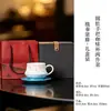 Juego de Taza y Platillo de Café Estilo Chino Mojing Spring Wisteria Koi, Taza de Cerámica de Lujo Ligero Estético de Alto Valor para el Té de la Tarde