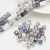 Contas Quadradas de Vidro Lapidado Cubo de Açúcar 6mm Arco-Íris Fantasia Colorido Estéreo Contas Soltas Acessórios para Pulseiras Brincos Colares Joias DIY