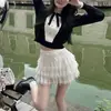 Estilo Academia Britânica Marca Celebridade da Internet Doce Suéter Nova Combinação de Cores Moda Feminino Manga Longa Preguiçoso Tricô Suéter