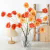 Flores de Amapola Artificiales Simuladas de 3 Cabezas, Adornos de Flores Artificiales de Alta Gama, Ramos para Sala de Estar, Decoraciones para Mesa de Comedor, Adornos de Boda, Fotografía