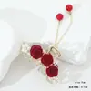 Pinza para el pelo de borla de rosa roja para mujer pinza de tiburón trasera pinza para el pelo de alta calidad para novia cheongsam ropa de brindis accesorios para el cabello