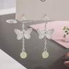 Borla de borboleta Hetian jade orelha gancho vintage cheongsam brincos novas mulheres chinesas all-match moda suave brincos de alta qualidade