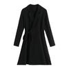 Stock Listo Fabricante Venta al por Mayor Primavera y Verano Nuevo Temperamento Viajero Encaje Cintura Adelgazante Vestido de Traje Negro para Mujer