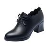 Zapatos de tacón medio para mamá 2023 Primavera Nuevos Zapatos de cuero para mujer Tacón grueso Lazo Zapatos de una sola capa de cuero suave para mujer Zapatos de tacón alto versátiles