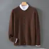 Baicai Rong Outono/Inverno Novo Cardigã de Lã Liso Masculino Suéter de Tricô Trançado Jaqueta de Tricô Business Casual para Adolescentes
