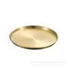 Plato Disco de Acero Inoxidable Estilo Coreano Bandeja Plana Dorada Comercial Fondo Plano Piel Fría Engrosada Cuenco de Arroz Gong Gong Plato de Arroz Plato para Cocinar al Vapor