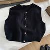 Chaleco de Punto Sencillo y Suave para Mujer, Suéter Cardigan Estilo Coreano, Top sin Mangas de un Solo Botón para Superponer Primavera 2026