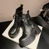 Botines cortos de tacón súper alto que realzan la altura para mujer en otoño e invierno, nuevos, con plataforma, suela gruesa, impermeables, con hebilla de cinturón de plataforma, botas Martin