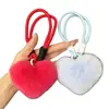Lindo Conejo Rex Real Peluche Pequeño Corazón de Melocotón Llavero de Coche Colgante Lindo Bola de Felpa Corazón Mochila Escolar Colgante de Bolso Regalo