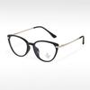 TR8220 Estilo europeo y americano ojo de gato marco de gafas ópticas pegamento dorado marco negro cara lisa celebridad de internet anti-luz azul gafas lisas venta al por mayor
