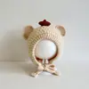 Chapéu de tricô de urso fofo para outono e inverno para bebês e crianças pequenas, chapéu de lã para bebê, chapéu de tricô quente feito à mão para meninos e meninas