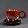 Taza de Café con Platillo Cambio de Horno Taza de Cerámica Creativa para Latte Taza de Flor Vintage para Té de la Tarde Taza de Oreja Colgante