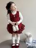 Vestido de niña Otoño 2025 Nuevo Otoño Infantil Elegante Manga Larga Hermoso Bebé Primavera y Otoño Vestido Rojo