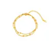 Pulsera de Cuentas Redondas Multicapa para Mujer, Color Dorado de Alta Gama 18K, Nuevo Acero de Titanio, No se Desvanece, Diseño de Nicho, Boutique de Lujo Ligero