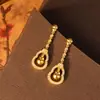 Nuevos y Populares Pendientes de Calabaza con Cortes Xiaohongshu Estilo Chinoiserie de Moda y Exquisitos para Mujer Pendientes Retro Versátiles Sentido Nicho de Alta Gama