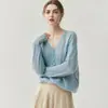 Cardigan de Punto Herbalife 75% Cachemir 25% Seda de Morera para Mujer, Cuello en V, Corte Abierto, Suéter Delgado Holgado