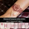 Tatuagem Adesivo de Henna Popular da Temu para Braço Tatuagem Vermelha à Prova d'Água de Longa Duração Braço Dorso da Mão Renda Simulação Pintura à Prova de Suor