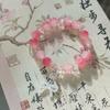 Pulsera de Lazo Rosa, Pulsera de Cuentas de Vidrio Color Miel en Polvo, Mariposa, Accesorios Dulces para Mejores Amigas, Versátil