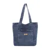 Bolso de Hombro de Lona de Mezclilla para Mujer Nuevo Versátil de Gran Capacidad para Compras Bolso Tote Literario de Nicho Bolso de Mano Casual