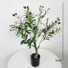 Planta Verde de Simulación Olivo Decoración de Lujo Ligero de Gama Alta Planta en Maceta de Interior Piso Grande Planta Falsa Biónica Adornos para Sala de Estar