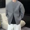 Cardigan Cor Sólida Estilo Old Money Gola Baseball Jaqueta Suéter Tricotado Masculino Outono Novo Solto Casual Versátil Top Preguiçoso