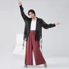 Camisa de Protección Solar para Danza Moderna, Estilo Unisex, Cuello de Solapa, Lazo Lateral, Manga Larga, Ropa Fluida para Práctica de Danza China Jazz